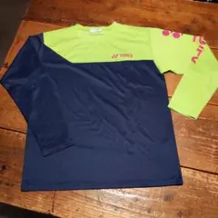 YONEX ネオンイエロー/ネイビー 長袖シャツ　Mサイズ