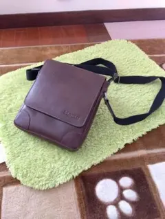 Harufブラウン レザー ショルダーバッグ