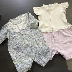 ロンパース2点セット　GU 花柄　50〜70/80