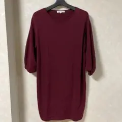 パフスリーブＶネックニットワンピース　globe