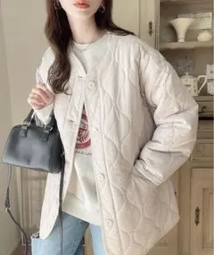 moment+ キルティングノーカラーコートLサイズ