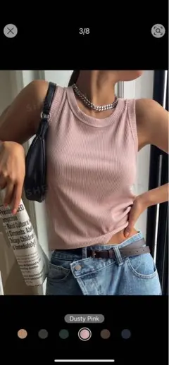 未使用　リブタンクトップ　ピンク　L