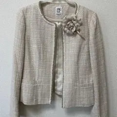 MK MICHEL KLEINツイード スーツ　コサージュ（定価6090円）付き