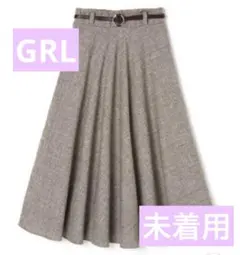 GRL ベルト付きグレンチェックフレアスカート ac1541 (ベルト無し)