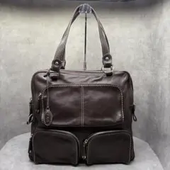 TOD’S トッズ レザートートバッグ ダークブラウン A4可 イタリア製