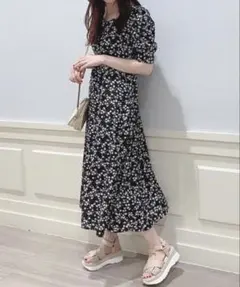 MAJESTIC LEGON(マジェスティックレゴン) ワンピース 花柄 黒