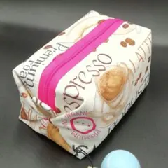 ミニキャラメルポーチ　コーヒー柄　ファスナーポーチ　ハンドメイド