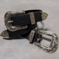 MAISON BOINET ウエスタン レザー ベルト 牛革 黒80/32 - メルカリ