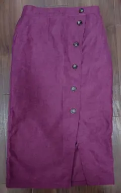 パープル タイトスカート M　コーデュロイ