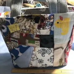 アニバーサリーパッチワークマルチカラー♡ハンドル付きミニ巾着バッグ