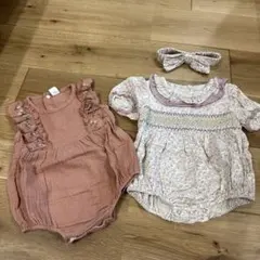 ロンパース2点セット ヘアバンド付き