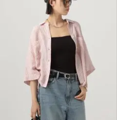 BAYFLOW リネンクロップド半袖シャツ