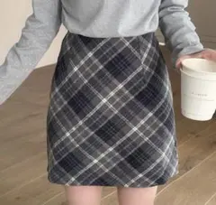 SHEIN チェック柄 ミニスカート グレー