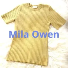 【Mila Owen】コットンリブニット 半袖 イエロー 0号のサムネイル