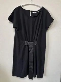 【美品】ザンパ ブラックワンピース チュニック リボン Mパールボタンフォーマルのサムネイル