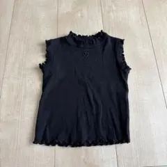 GU 黒 フリル付きノースリーブタンクトップ