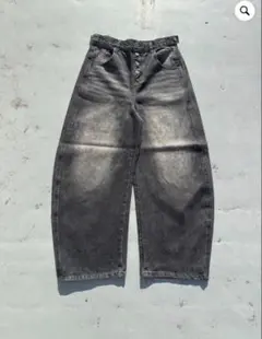 ダークグレー ワイドレッグデニム