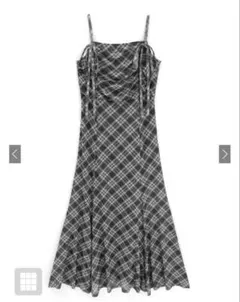 GRL チェック柄ギャザーリボンキャミソールワンピース［dk1411］