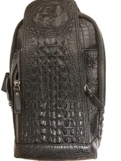 黒 クロコダイル型押し レザーバックパック