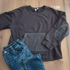 サマンサモスモス　ラーゴム　ダークグレー 肘付 トレーナー　120~130サイズ