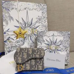 Dior サドル ミニウォレット 三つ折り財布 オブリーク トロッター ネイビー