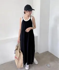 feepur フロントギャザーフレアキャミワンピース