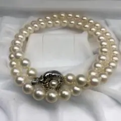 照り強 アコヤ真珠 ネックレス パール シルバー ホワイト 約6.5-7.0mm