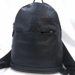 【希少・美品】コーチ リュックサック 型押しシグネチャー レザー A4可 紺