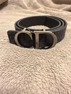 超美品✨クリスチャンディオール レザーベルト 黒/シルバーガン色CD