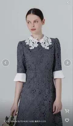 LEJA 花柄レースカラースパンコール刺繍Aラインフレアドレスワンピース　ブルー