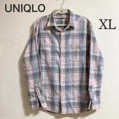 【UNIQLO】フランネルチェックシャツ（XL）ピンク×グレー