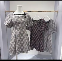 evelyn オリジナルチェックフレアOP グレー