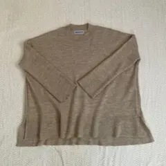 BROOCH ゆったりニット 杢ベージュ　　毛 100%