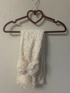 アイボリー フリース マフラー リボン付き