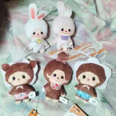 モンチッチ　お花柄ぬいぐるみちゃーむ　5種 セット セミコンプ