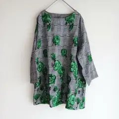 LA MONET 奇抜デザイン フラワー刺繍 ボートネック チュニック 七分袖のサムネイル