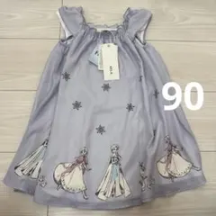 新品　アナ雪　エルサ　アナ　ドレス　ワンピース　夏服　女の子夏服　90cmのサムネイル