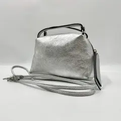 【美品】 ジャンニキャリーニ アリファ 2way シルバー ショルダーバッグ