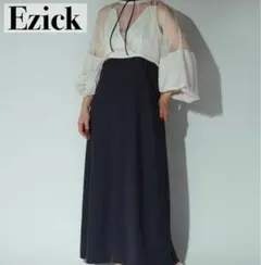 良品✨ Ezick Leaf Jacquard コードキャミドレス ネイビー 白