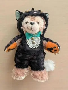 ディズニー　ハロウィン　ダッフィー　ぬいぐるみバッジ　猫