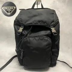【人気】PRADA リュック　サフィアーノレザー×ナイロン　黒　大容量　三角ロゴ