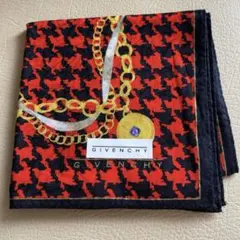 GIVENCHY ハンカチ　赤　黒　金　銀　チェーン模様　未使用のサムネイル