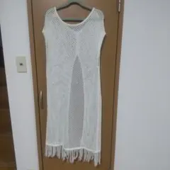 joint worksホワイト メッシュ ノースリーブ ロングワンピース