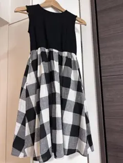 コカ　coca ノースリーブ黒白チェックワンピース
