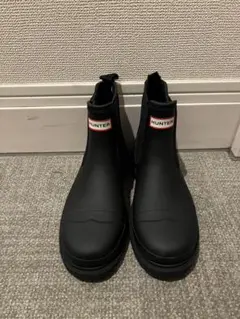 HUNTER ブラック サイドゴア ショートブーツ 23cm