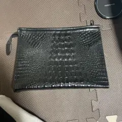 クロコダイル風 黒 クラッチバッグ