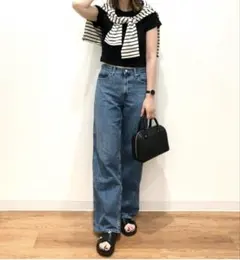 ユニクロ　バギージーンズ　丈長め　25インチ　ブルー