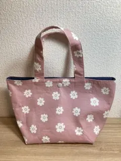 【SALE】ハンドメイド　かわいいお花柄（ピンク）のミニトートバッグ