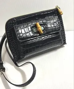 【未使用】　Modaprincipe レザー型押し　ショルダーバッグ　バンブー