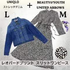 美品✨甘辛コーデ ビューティー＆ユースユナイテッドアローズ 豹柄ワンピ＋ユニクロ